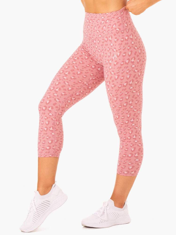 Pink Leopard Ryderwear Women Leggings Hybrid 7/8 Women\'s Leggings | AU1836LH