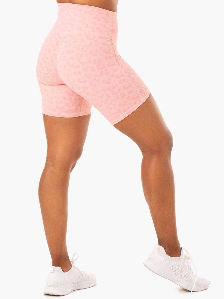 Pink Leopard Ryderwear Women Shorts Evolution High Waisted Scrunch Women's Shorts | AU1961FM