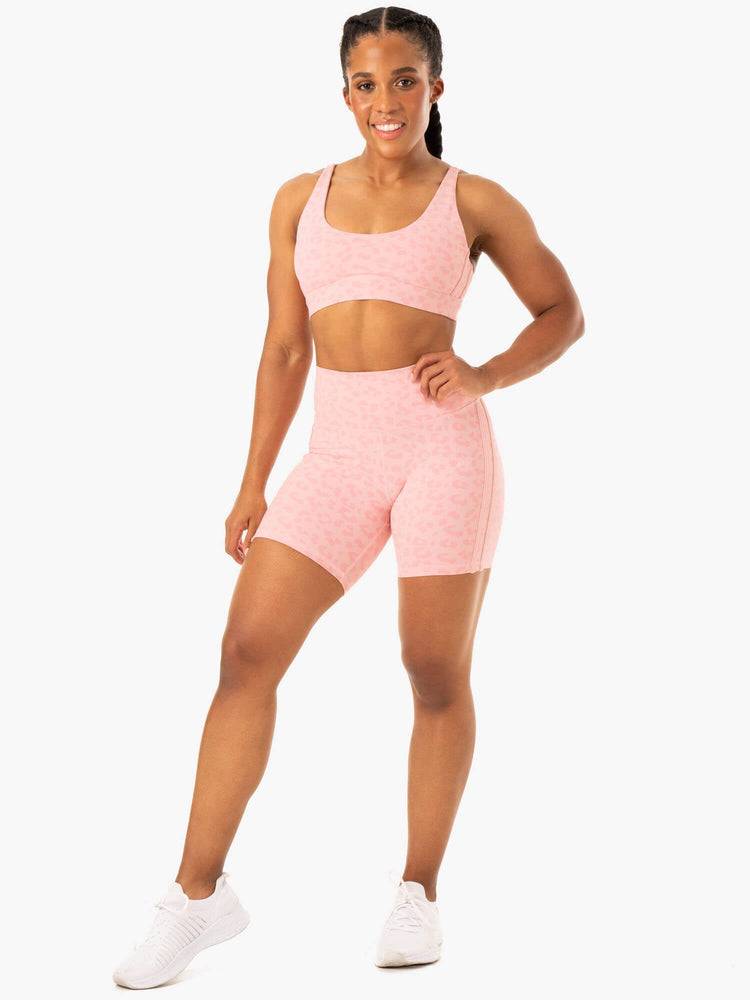 Pink Leopard Ryderwear Women Shorts Evolution High Waisted Scrunch Women's Shorts | AU1961FM