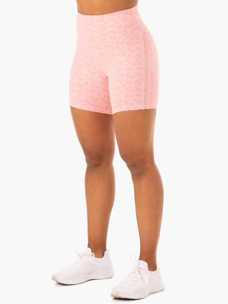 Pink Leopard Ryderwear Women Shorts Evolution High Waisted Scrunch Women\'s Shorts | AU1961FM