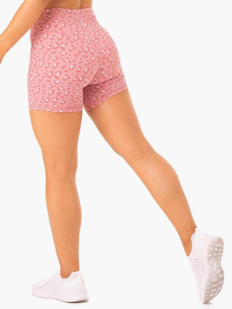 Pink Leopard Ryderwear Women Shorts Hybrid Mid Length Women's Shorts | AU1993ZG