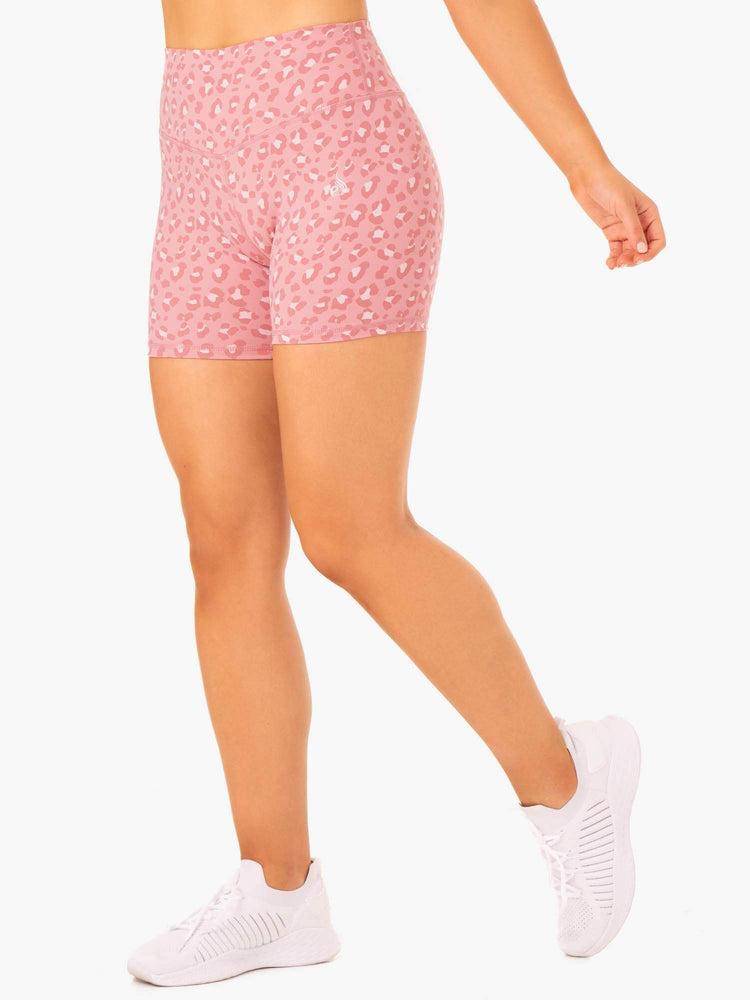 Pink Leopard Ryderwear Women Shorts Hybrid Mid Length Women's Shorts | AU1993ZG