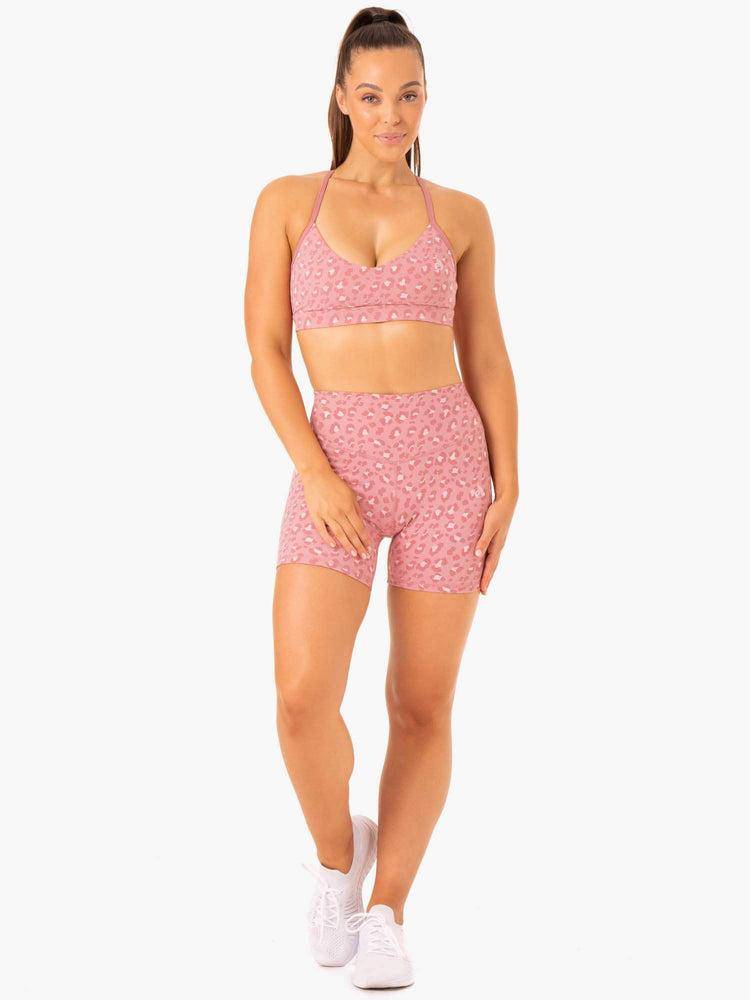 Pink Leopard Ryderwear Women Shorts Hybrid Mid Length Women's Shorts | AU1993ZG