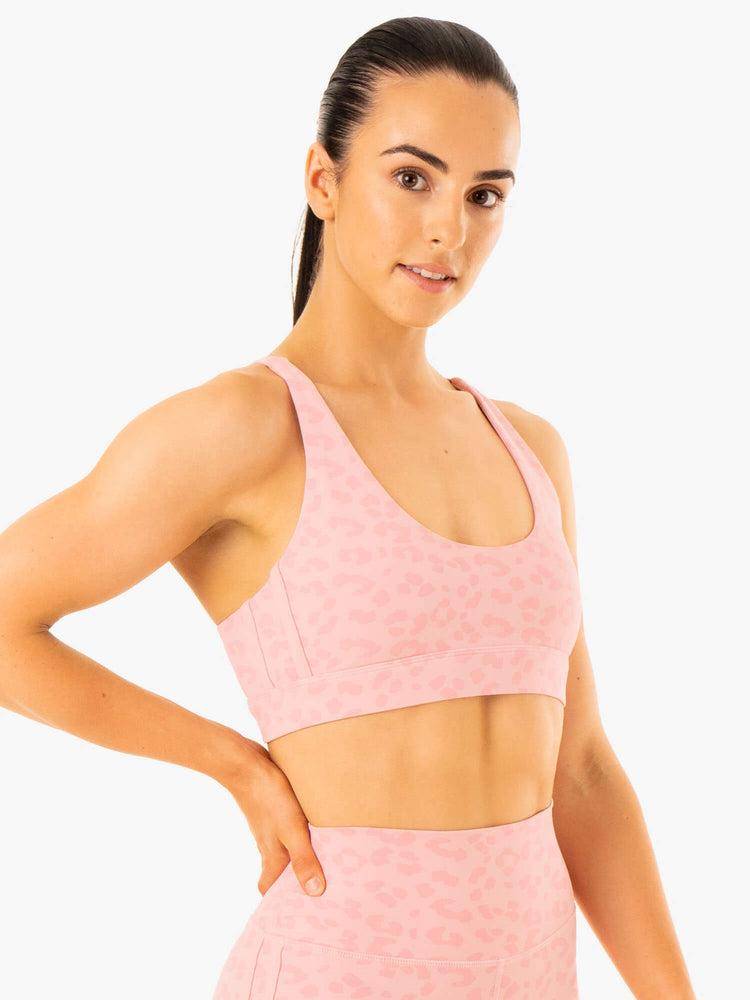 Pink Leopard Ryderwear Women Sports Bra Evolution Women's Sports Bra | AU2407VD