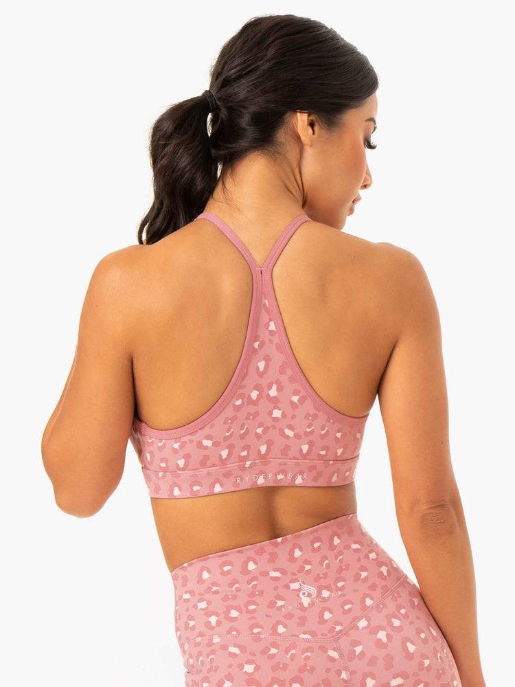 Pink Leopard Ryderwear Women Sports Bra Hybrid Women's Sports Bra | AU2447OR