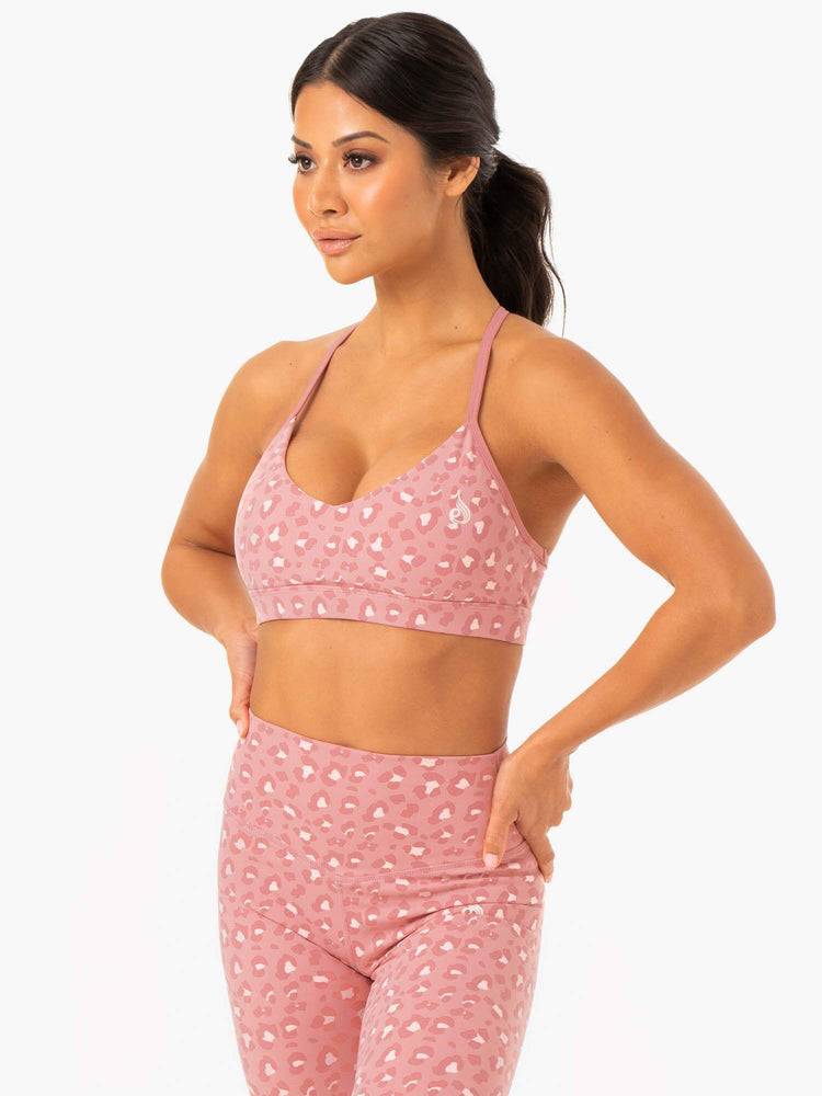 Pink Leopard Ryderwear Women Sports Bra Hybrid Women's Sports Bra | AU2447OR