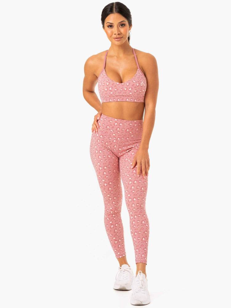 Pink Leopard Ryderwear Women Sports Bra Hybrid Women's Sports Bra | AU2447OR