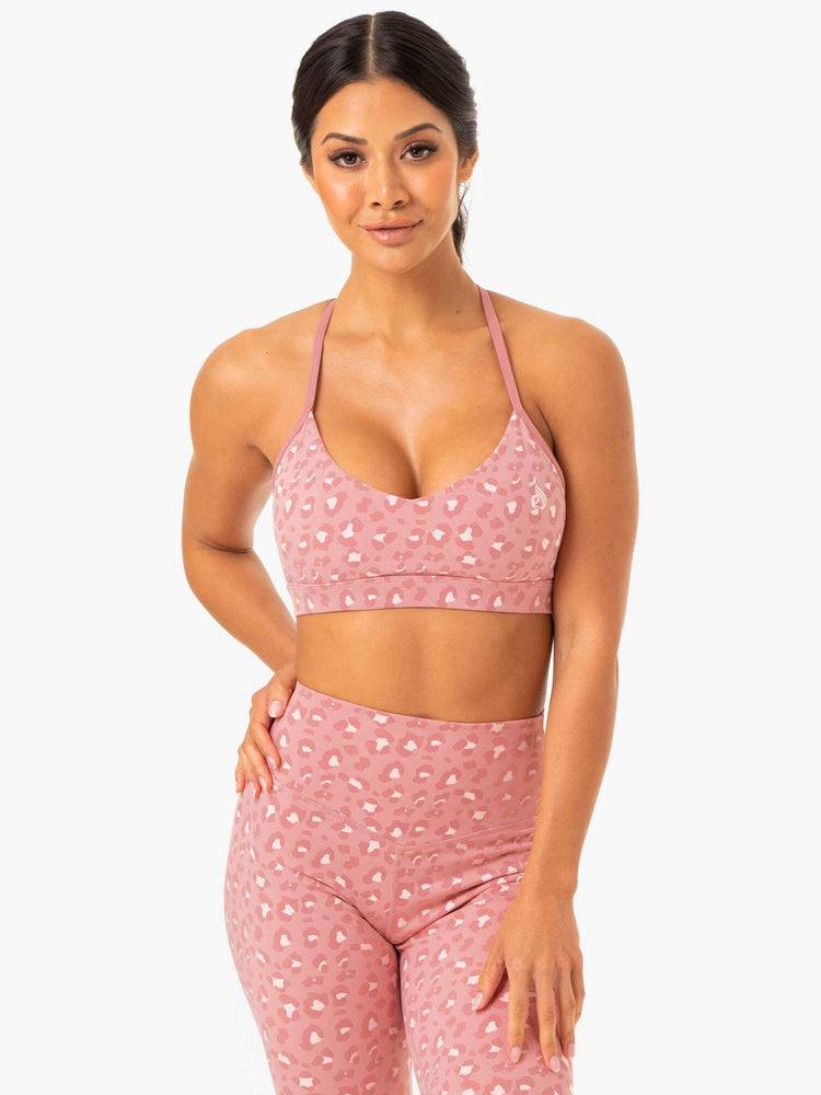 Pink Leopard Ryderwear Women Sports Bra Hybrid Women\'s Sports Bra | AU2447OR