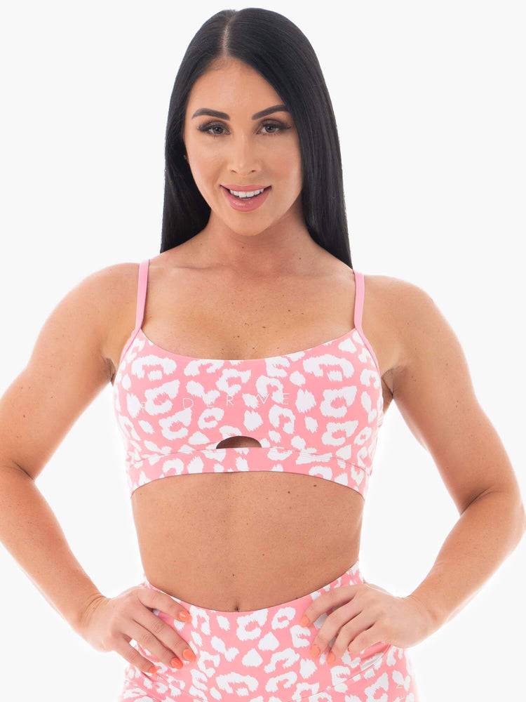 Pink Leopard Ryderwear Women Sports Bra Animal Women\'s Sports Bra | AU2554YU