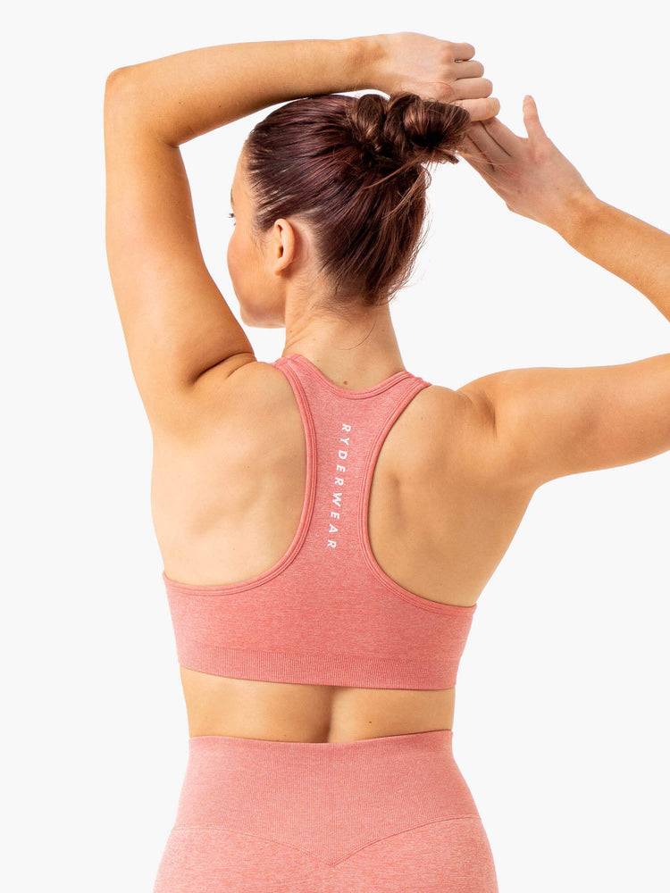 Pink Marl Ryderwear Women Sports Bra Essential Seamless Cross Over Women's Sports Bra | AU2220DN