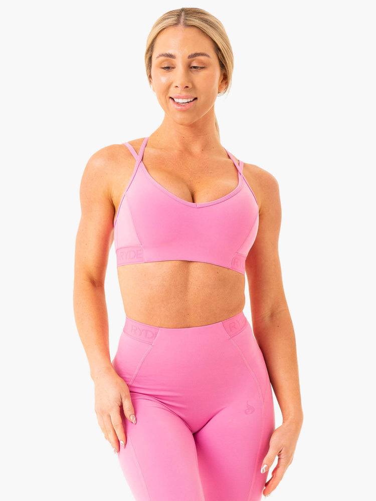 Pink Ryderwear Women Sports Bra Level Up V-Neck Women\'s Sports Bra | AU2245SO