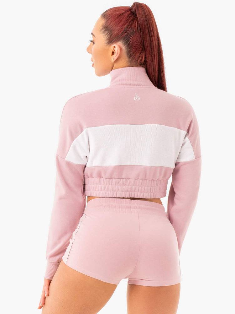 Pink Ryderwear Women Sweaters Cropped Track Jumper Women's Sweaters | AU2605UT