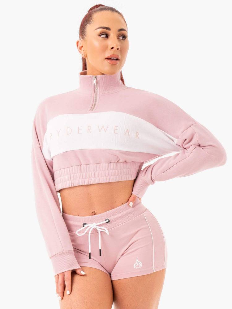 Pink Ryderwear Women Sweaters Cropped Track Jumper Women's Sweaters | AU2605UT