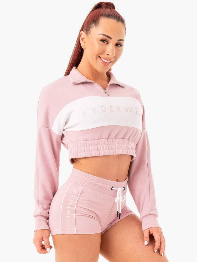 Pink Ryderwear Women Sweaters Cropped Track Jumper Women's Sweaters | AU2605UT