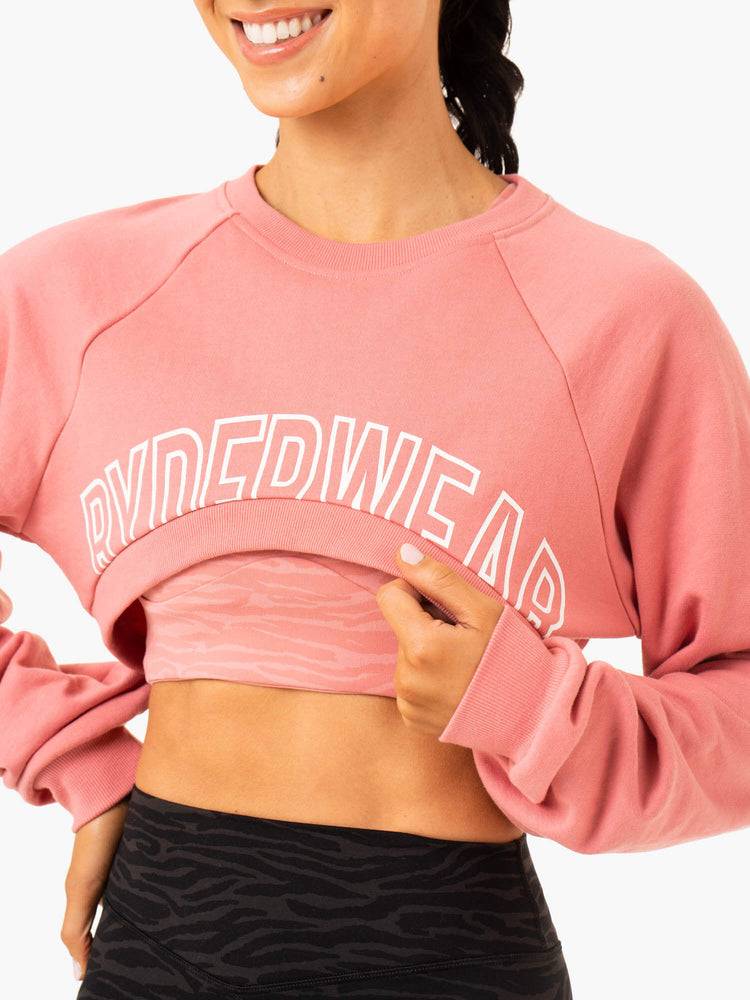 Pink Ryderwear Women Sweaters Emerge Super Crop Women's Sweaters | AU2652TV