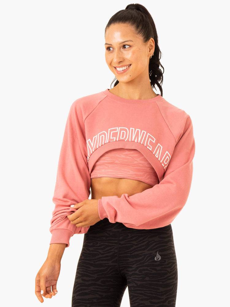 Pink Ryderwear Women Sweaters Emerge Super Crop Women's Sweaters | AU2652TV