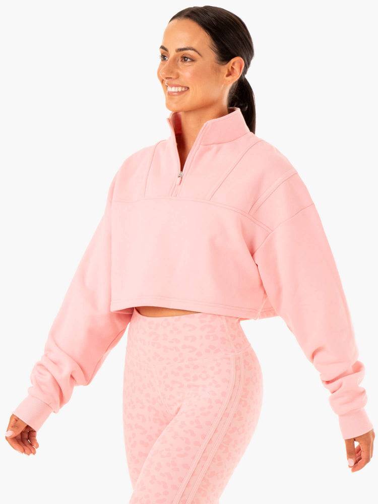 Pink Ryderwear Women Sweaters Evolution Half Zip Women's Sweaters | AU2573DN