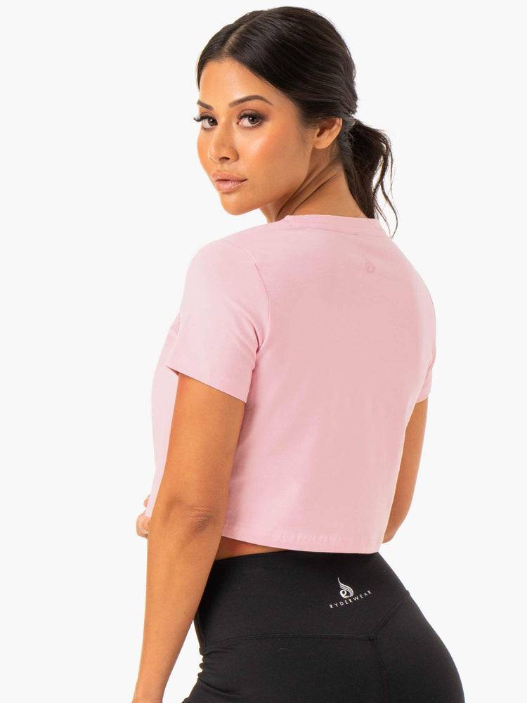 Pink Ryderwear Women T Shirts Hybrid Mesh Tee Women's T Shirts | AU2708WY