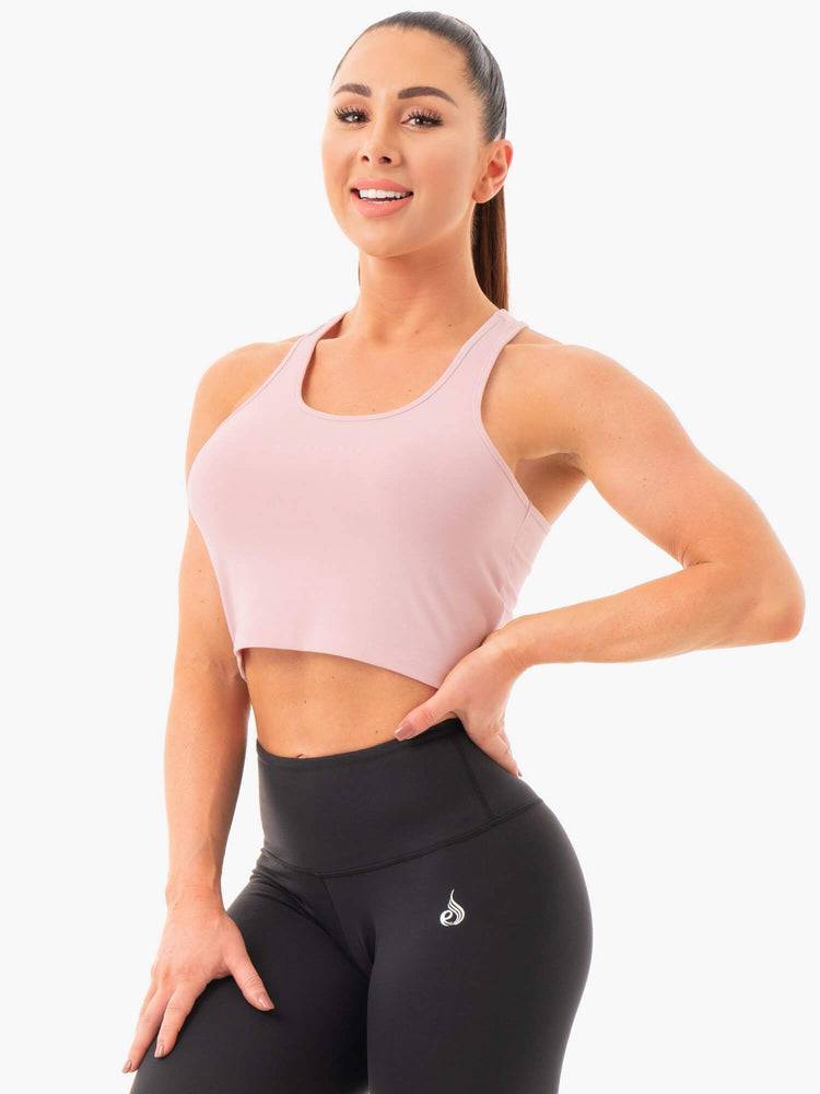 Pink Ryderwear Women Tanks Cropped Racer Back Women's Tanks | AU2995NB