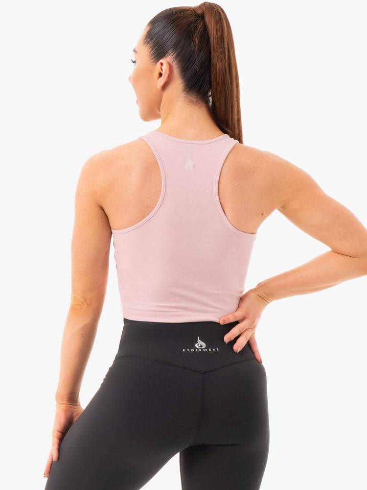 Pink Ryderwear Women Tanks Cropped Racer Back Women's Tanks | AU2995NB