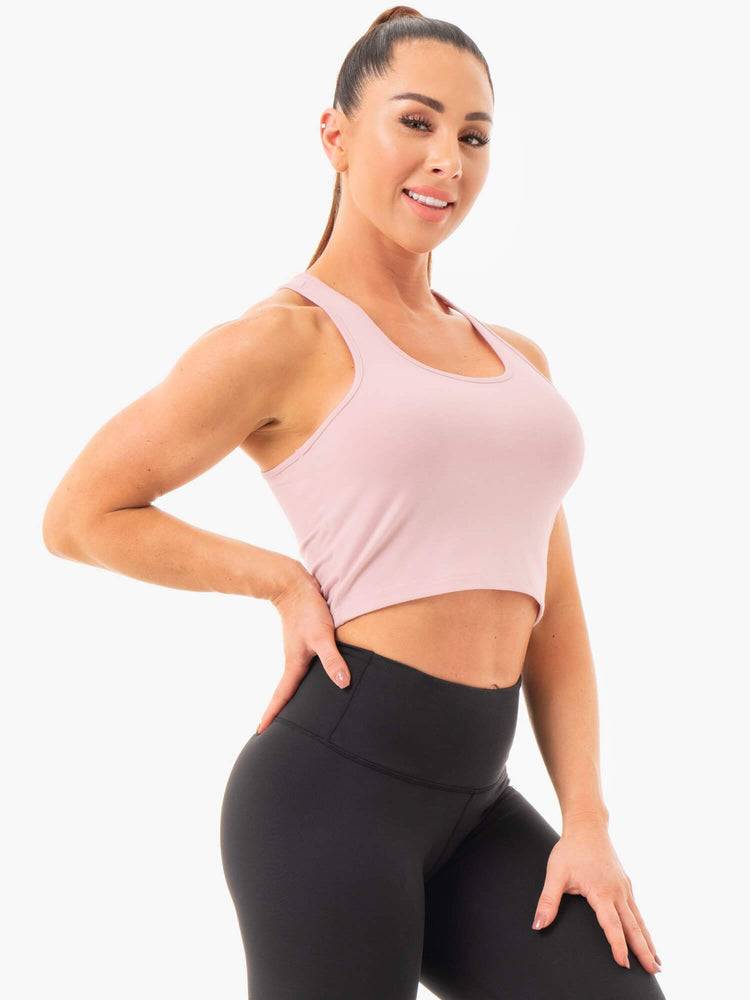 Pink Ryderwear Women Tanks Cropped Racer Back Women's Tanks | AU2995NB