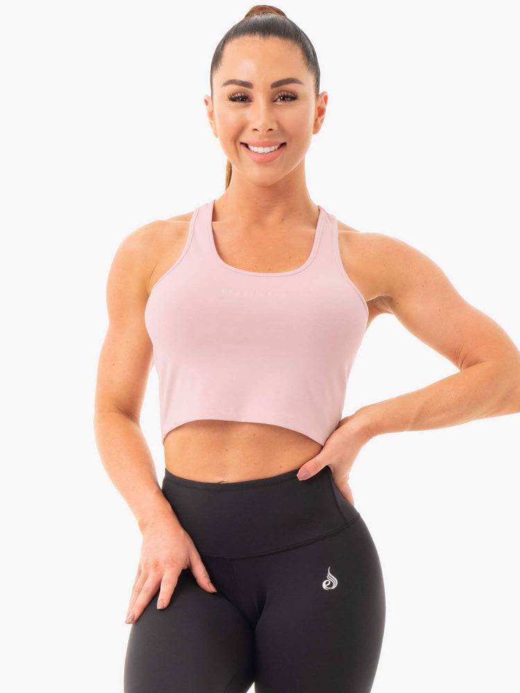 Pink Ryderwear Women Tanks Cropped Racer Back Women\'s Tanks | AU2995NB