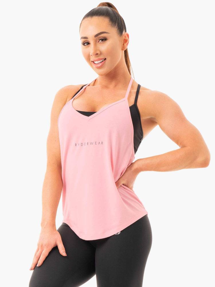 Pink Ryderwear Women Tanks Luxe T-Back Women's Tanks | AU2937RW