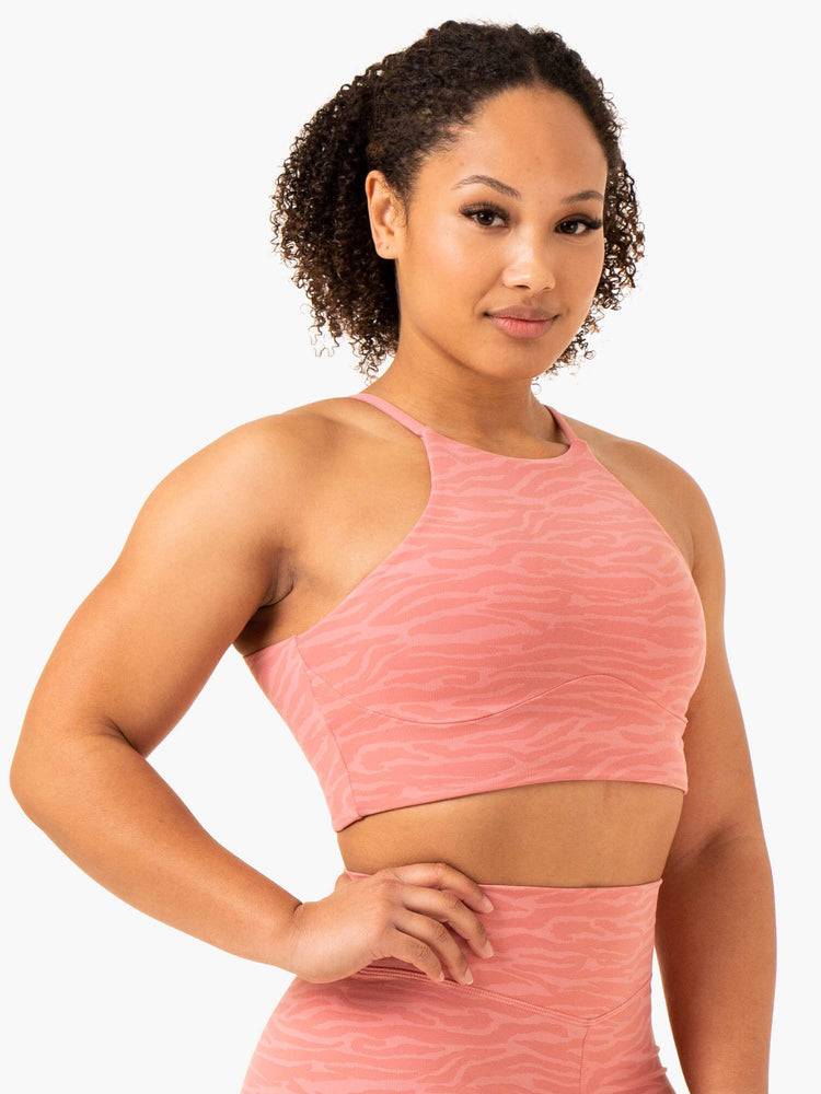 Pink Zebra Ryderwear Women Sports Bra Transform Reversible Sports Crop Women's Sports Bra | AU2248GL