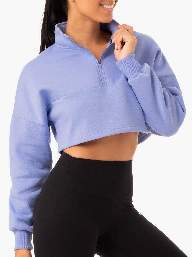 Purple Ryderwear Women Hoodie Base Half Zip Jumper Women's Hoodie | AU1652JJ