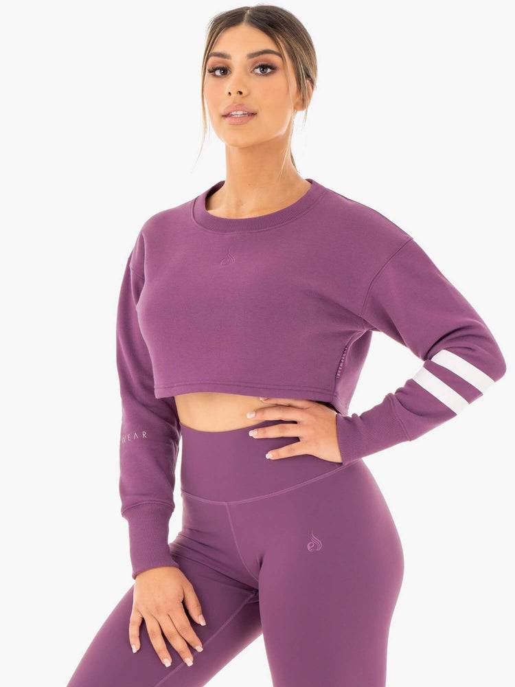 Purple Ryderwear Women Sweaters Motion Cropped Women's Sweaters | AU2622HK