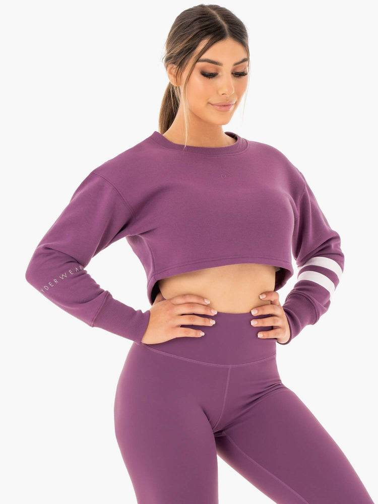 Purple Ryderwear Women Sweaters Motion Cropped Women's Sweaters | AU2622HK