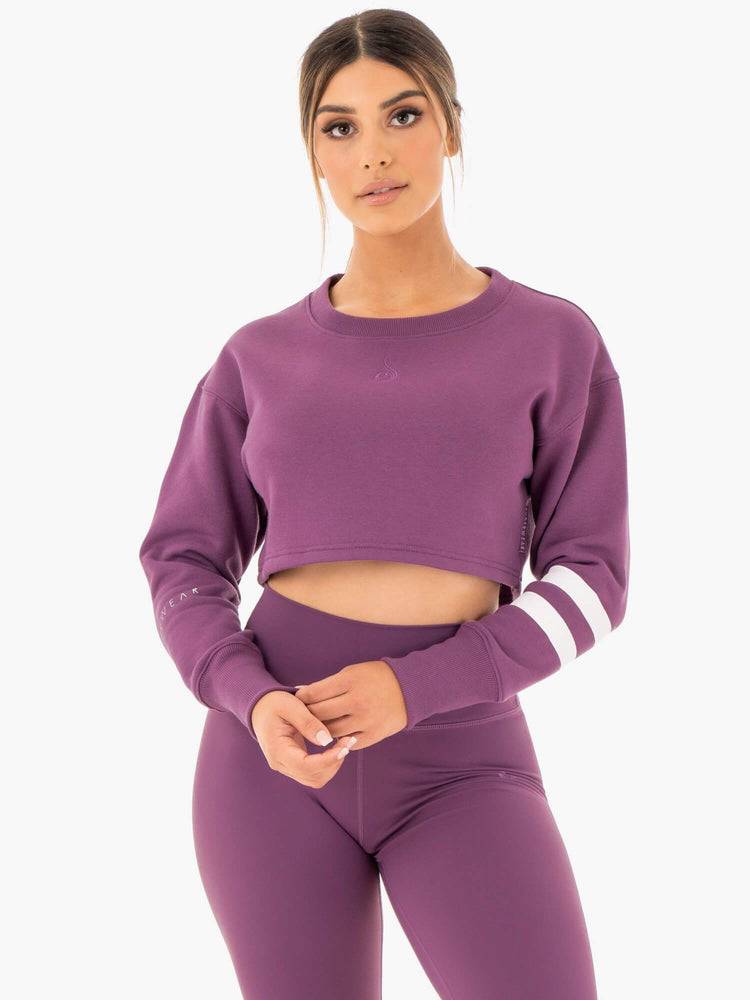 Purple Ryderwear Women Sweaters Motion Cropped Women\'s Sweaters | AU2622HK