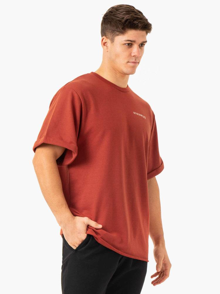 Red Clay Ryderwear Men T Shirts Pursuit Oversized Fleece Men's T Shirts | AU1283SO