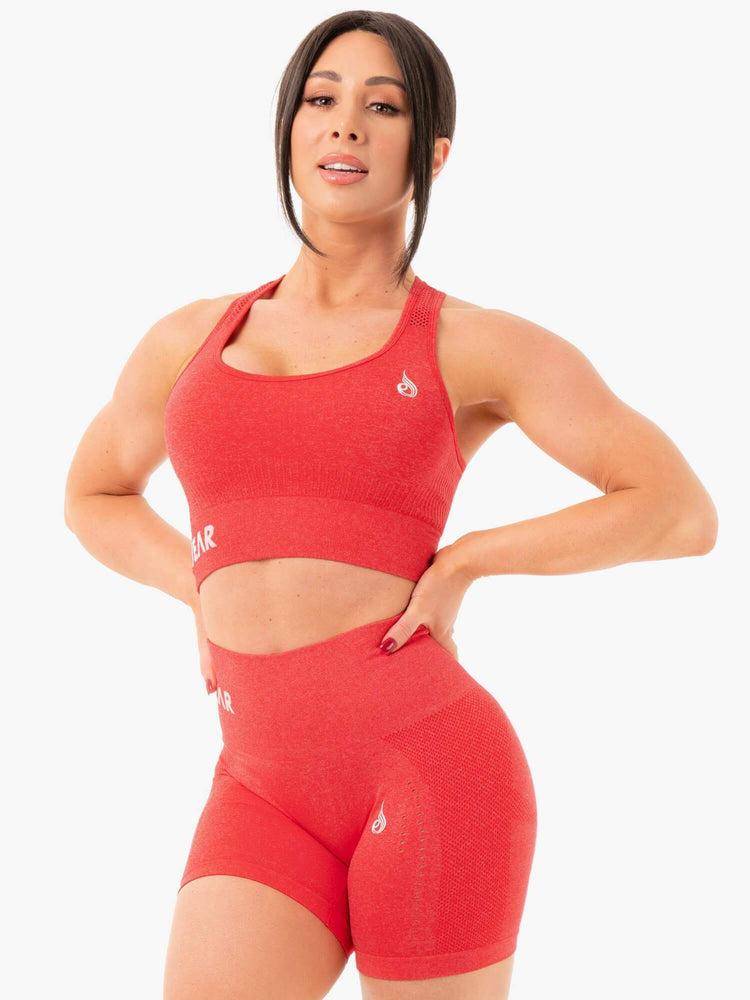 Red Marl Ryderwear Women Sports Bra Seamless Staples Women's Sports Bra | AU2520FM