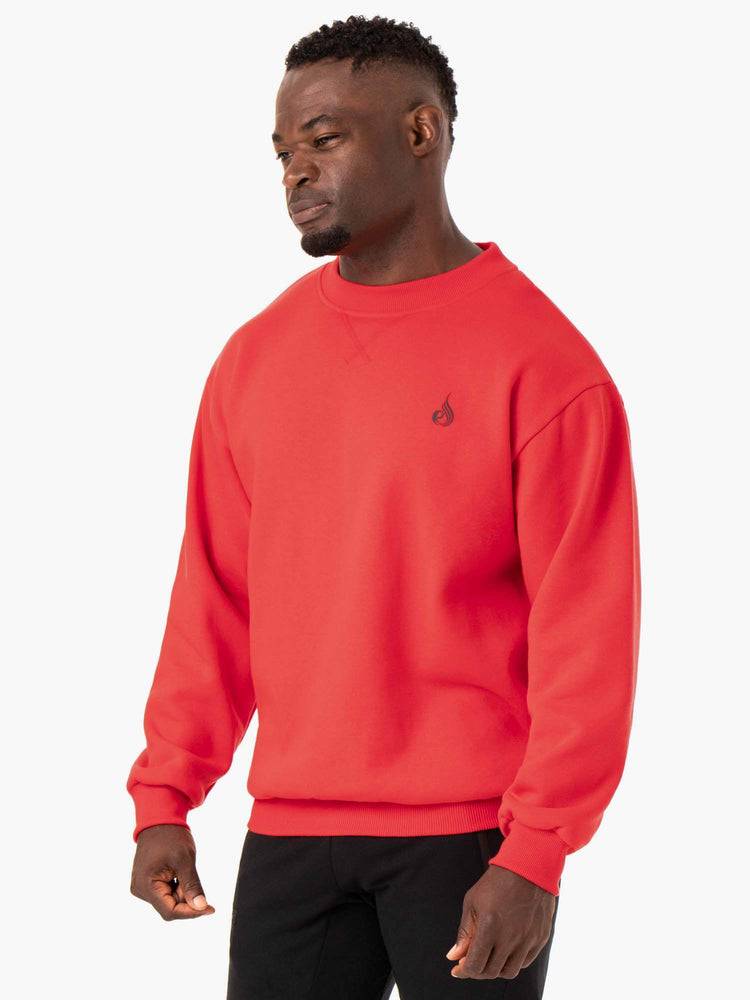 Red Ryderwear Men Sweaters Reset Fleece Crew Neck Men's Sweaters | AU1333PQ