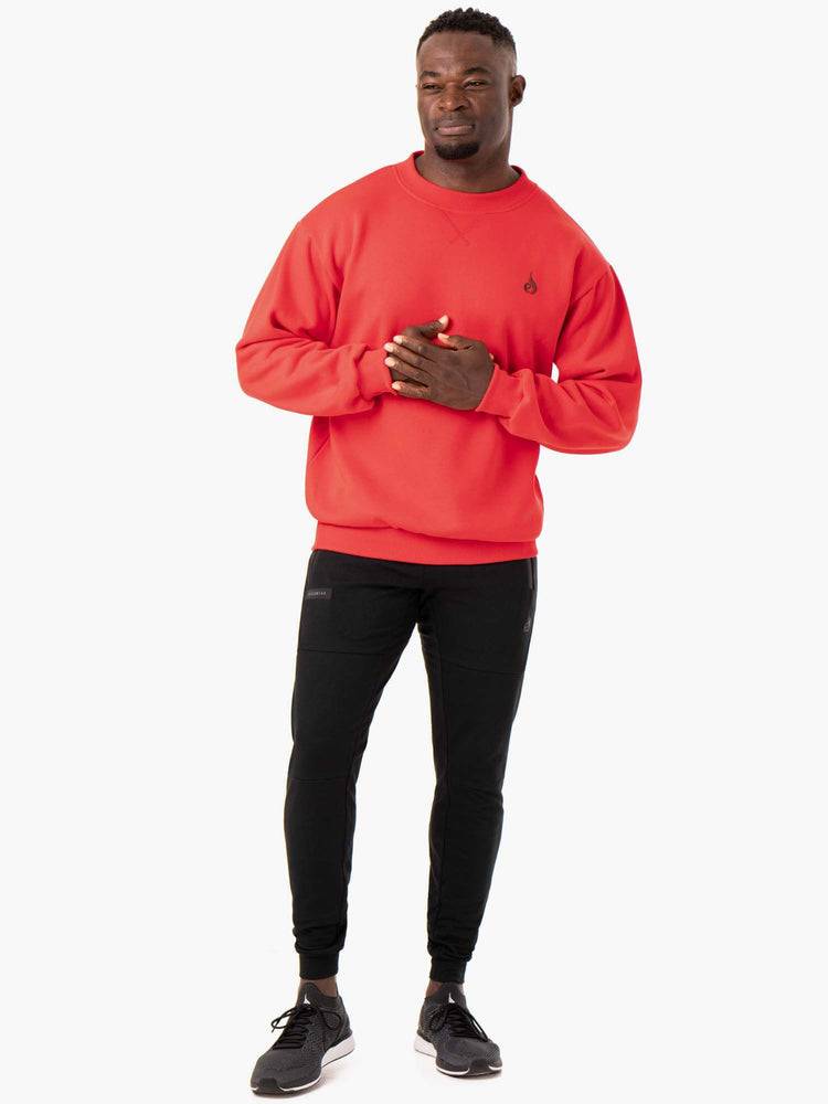 Red Ryderwear Men Sweaters Reset Fleece Crew Neck Men's Sweaters | AU1333PQ