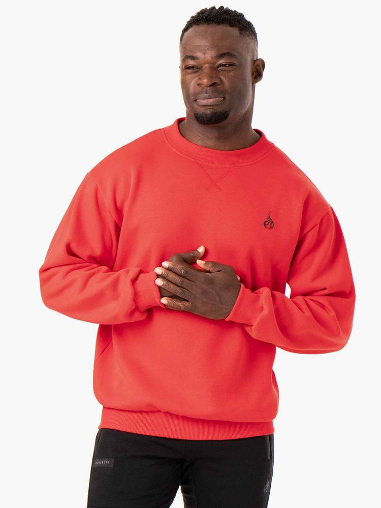 Red Ryderwear Men Sweaters Reset Fleece Crew Neck Men\'s Sweaters | AU1333PQ