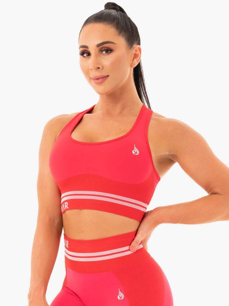 Red Ryderwear Women Sports Bra Freestyle Seamless Longline Women's Sports Bra | AU2544HK