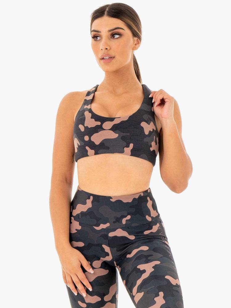 Rose Camo Ryderwear Women Sports Bra Camo Women\'s Sports Bra | AU2547DN