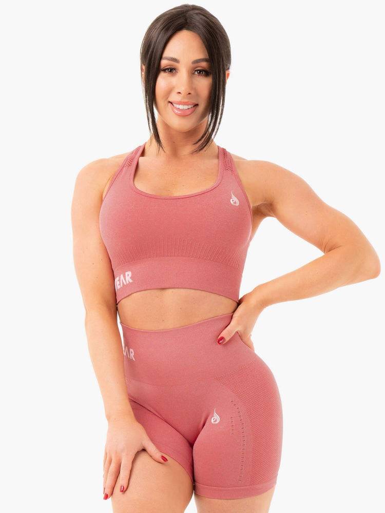 Rose Pink Marl Ryderwear Women Sports Bra Seamless Staples Women's Sports Bra | AU2531EX