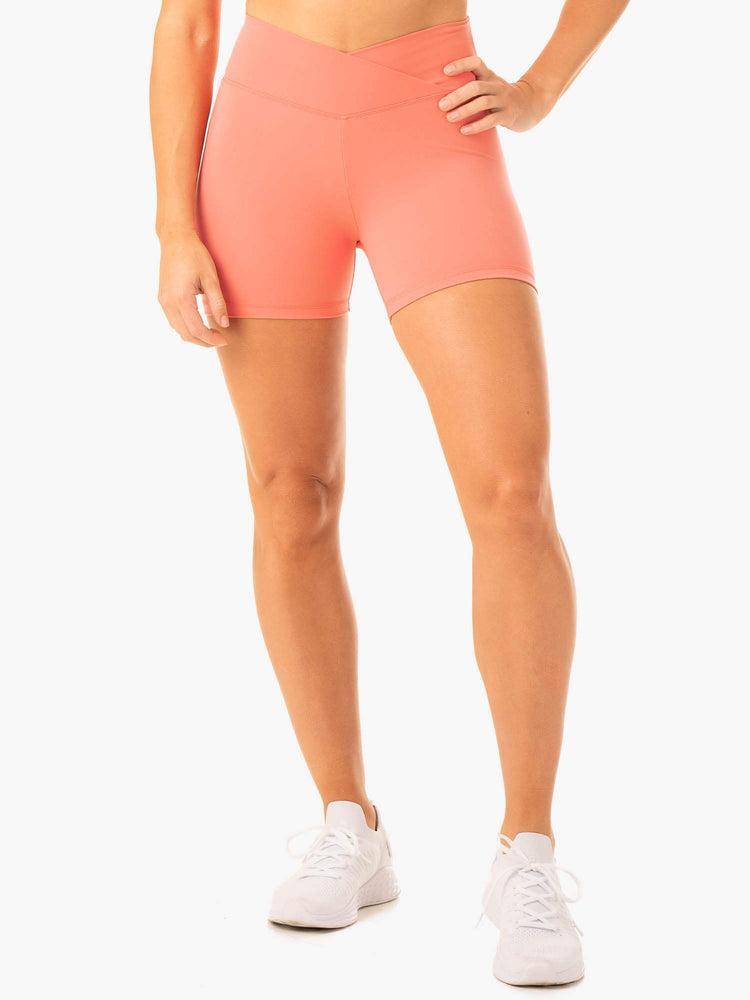 Rose Pink Ryderwear Women Shorts Serene Cross Over Scrunch Women\'s Shorts | AU2089SO