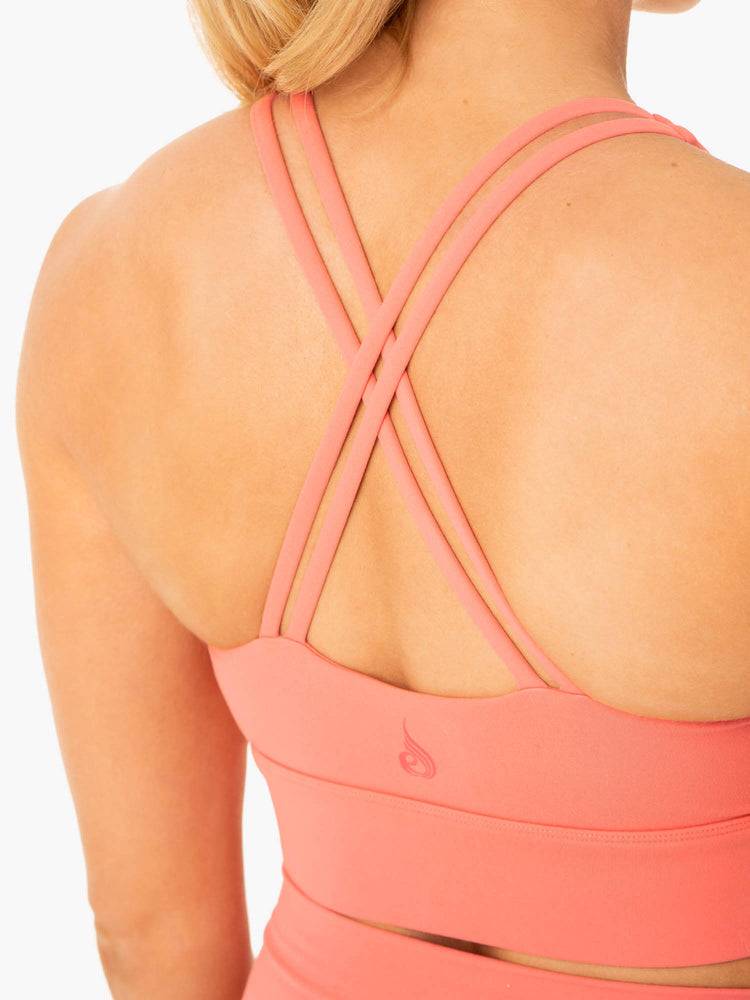 Rose Pink Ryderwear Women Sports Bra Flow Square Neck Women's Sports Bra | AU2222GL