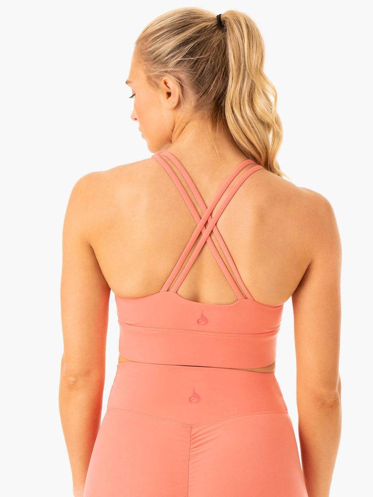 Rose Pink Ryderwear Women Sports Bra Flow Square Neck Women's Sports Bra | AU2222GL