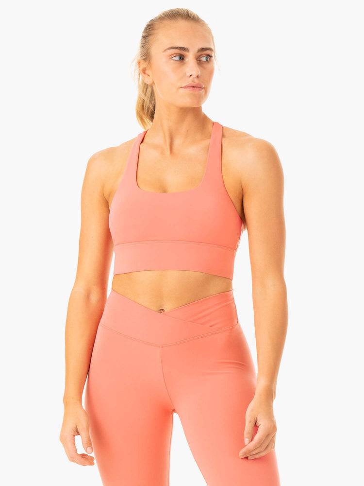 Rose Pink Ryderwear Women Sports Bra Flow Square Neck Women\'s Sports Bra | AU2222GL