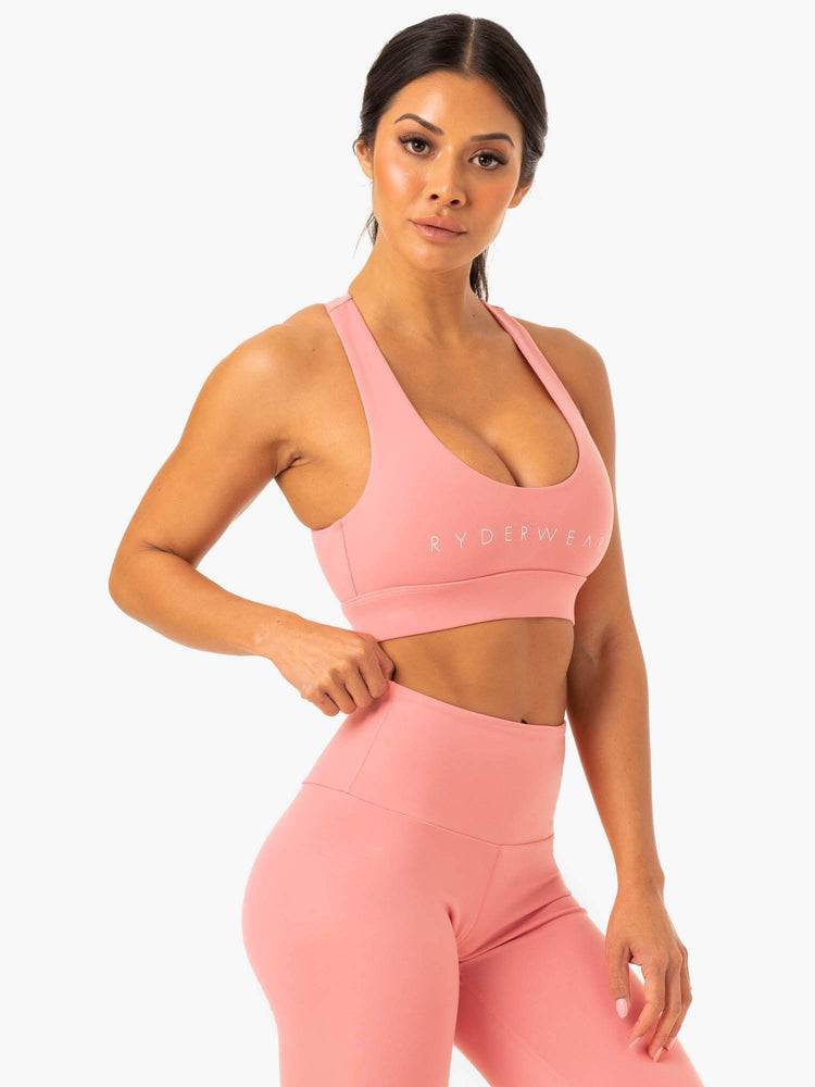 Rose Pink Ryderwear Women Sports Bra Staples Cross Over Women's Sports Bra | AU2382CE