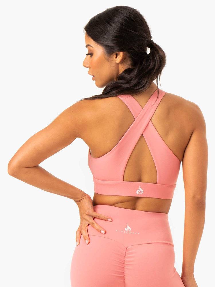 Rose Pink Ryderwear Women Sports Bra Staples Cross Over Women\'s Sports Bra | AU2382CE