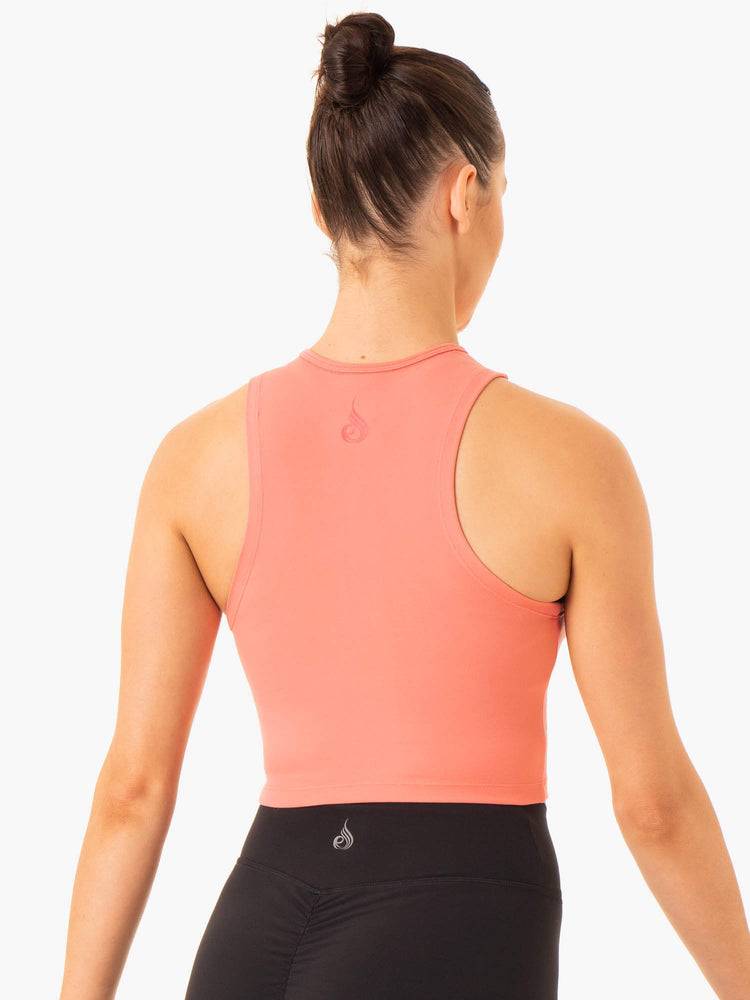 Rose Pink Ryderwear Women Tanks Embody Zip Up Crop Women's Tanks | AU2814AP