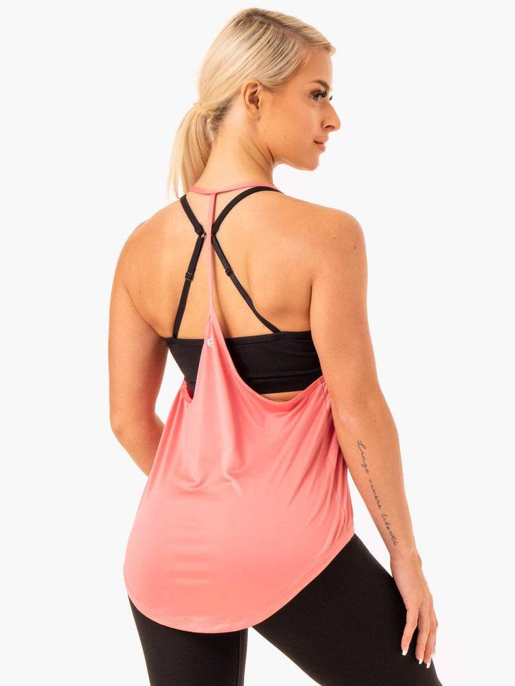 Rose Pink Ryderwear Women Tanks Staples Slinky T-Back Women's Tanks | AU2944VD