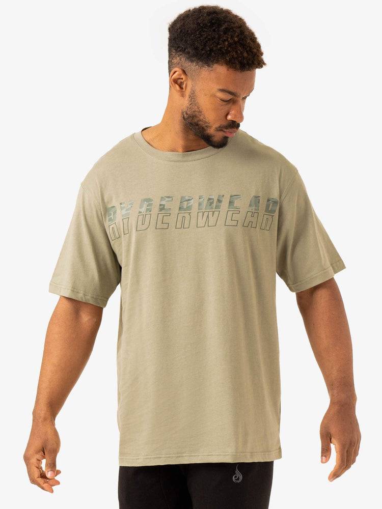 Sage Green Ryderwear Men T Shirts Overdrive Oversized Men's T Shirts | AU1266XF