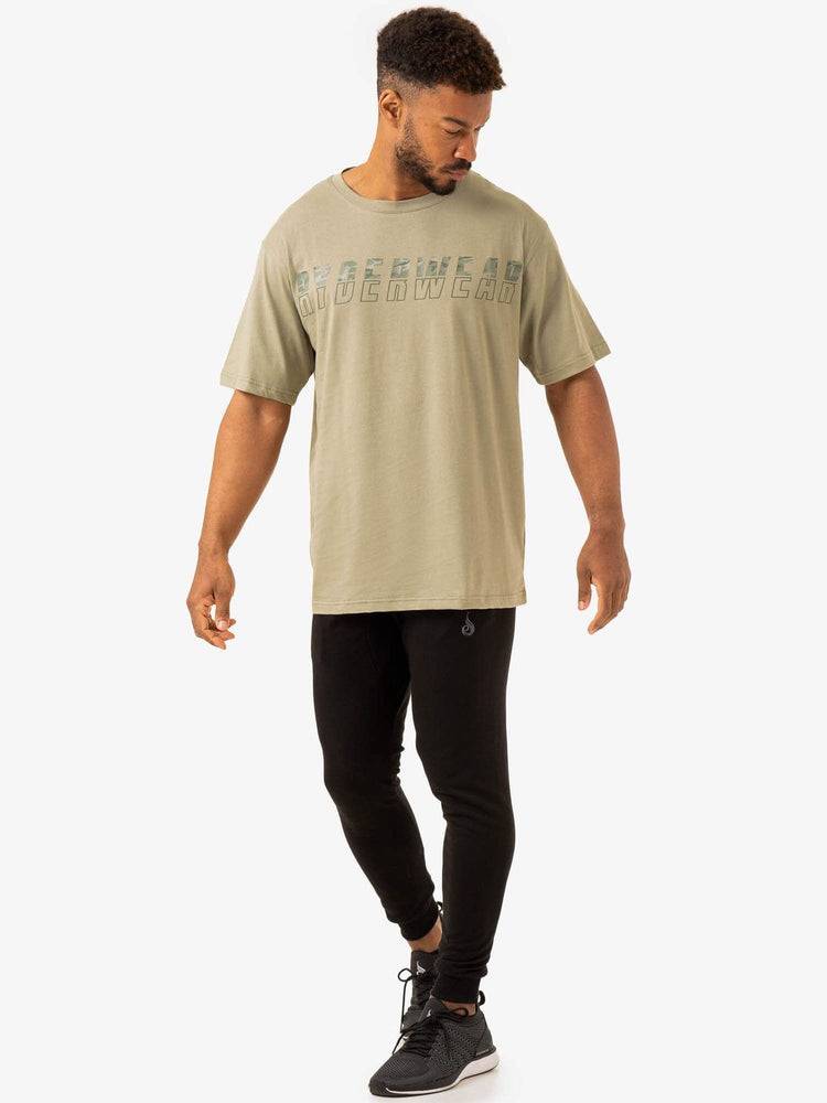 Sage Green Ryderwear Men T Shirts Overdrive Oversized Men's T Shirts | AU1266XF